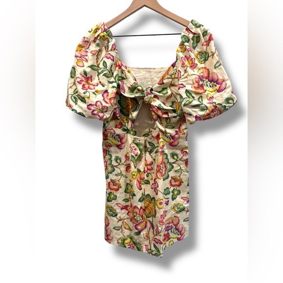 Sezane Womens Allya Mini Dress Aria Print Size 40 US 8 Floral Puff Sleeve - Picture 5 of 15